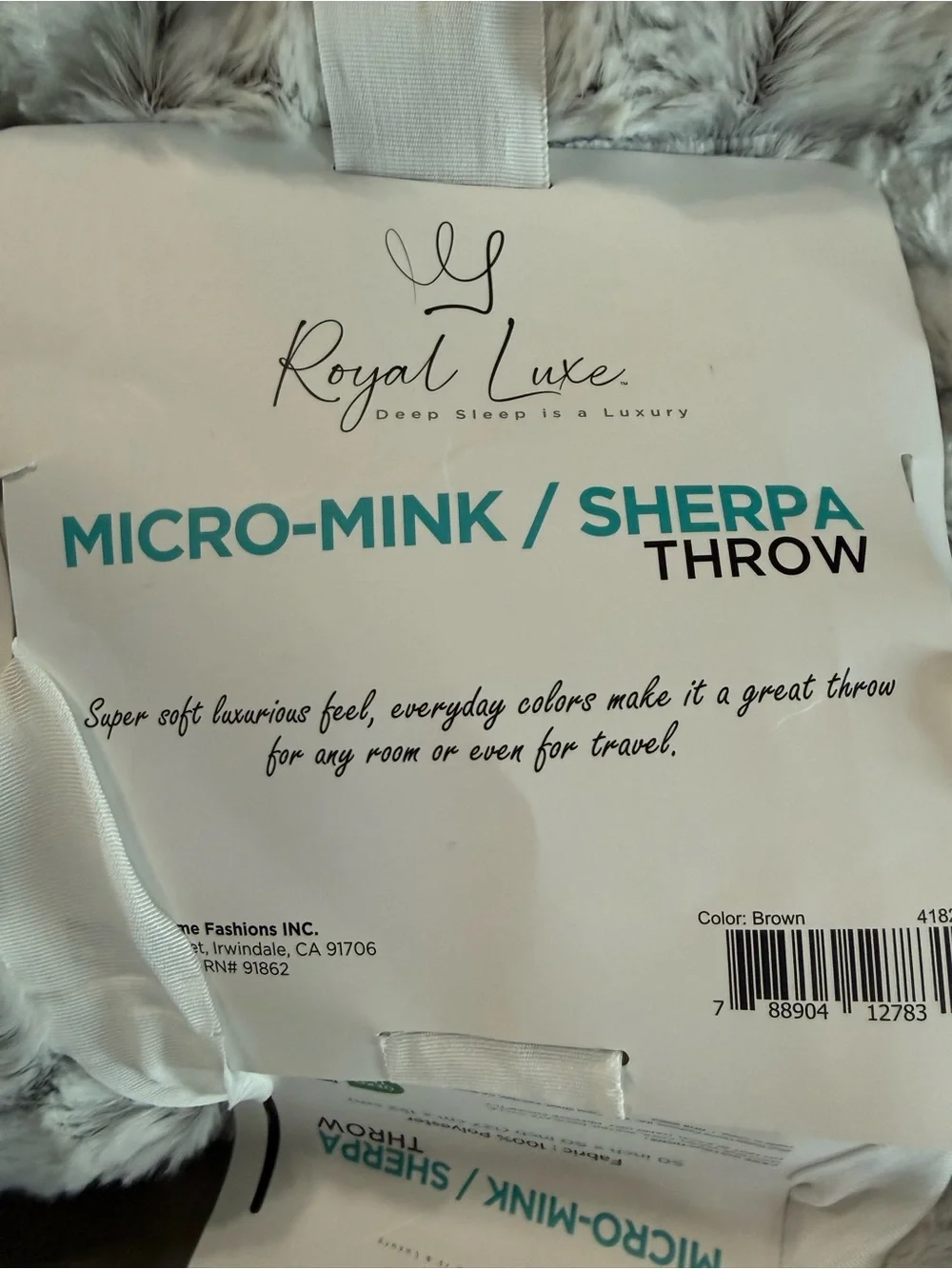 Royal Luxe Micro-Mink Sherpa Throw - Light Gray Faux Fur. 50x60